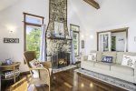 Seasonal wood burning fireplace available in the winter months